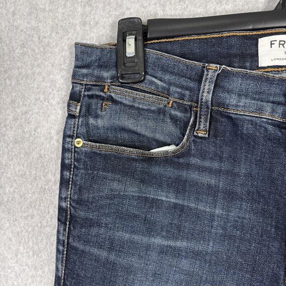 Frame Jeans Size 31 Le High Skinny Ankle Stretch Dark Distressed Harvard USA - Picture 4 of 13